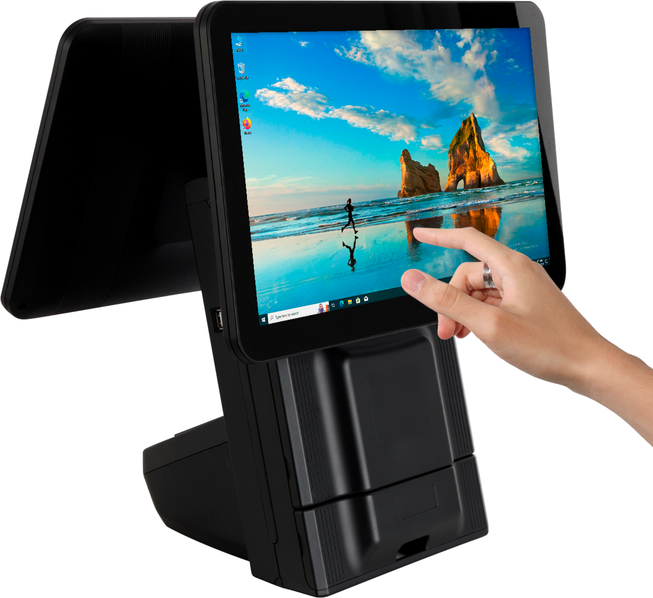 M9W Dual 15.6” Windows Countertop POS System with Receipt Printer
