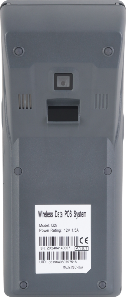 Q2i Android 11 POS Terminal with 58mm Receipt Printer & 1D Barcode Scanner