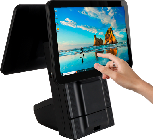 M9W Dual 15.6” Windows Countertop POS System with Receipt Printer