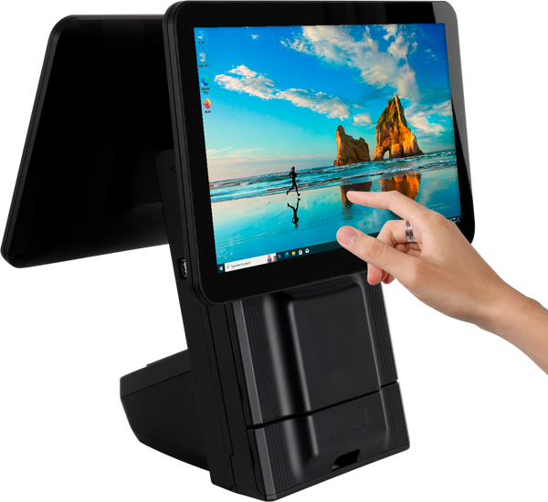 M9W Dual 15.6” Windows Countertop POS System with Receipt Printer