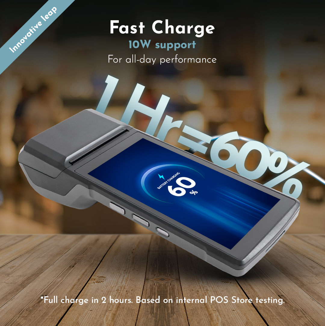 H10 Android POS Terminal with 58mm Receipt Printer