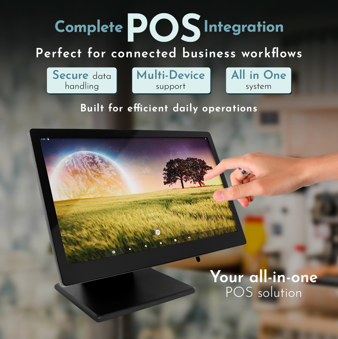 M8A Android 10 POS System – 15.6” Touchscreen Terminal for Retail & Restaurant