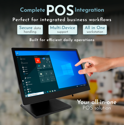 M8W Windows 10 POS System – 15.6” Touchscreen Terminal for Retail & Restaurant