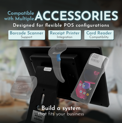M8W Windows 10 POS System – 15.6” Touchscreen Terminal for Retail & Restaurant