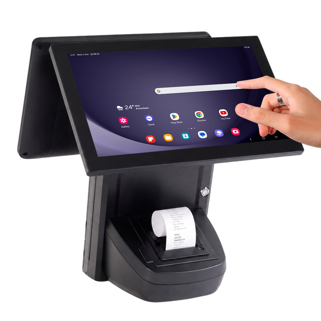 M9A Dual 15.6” Android Countertop POS System with Receipt Printer