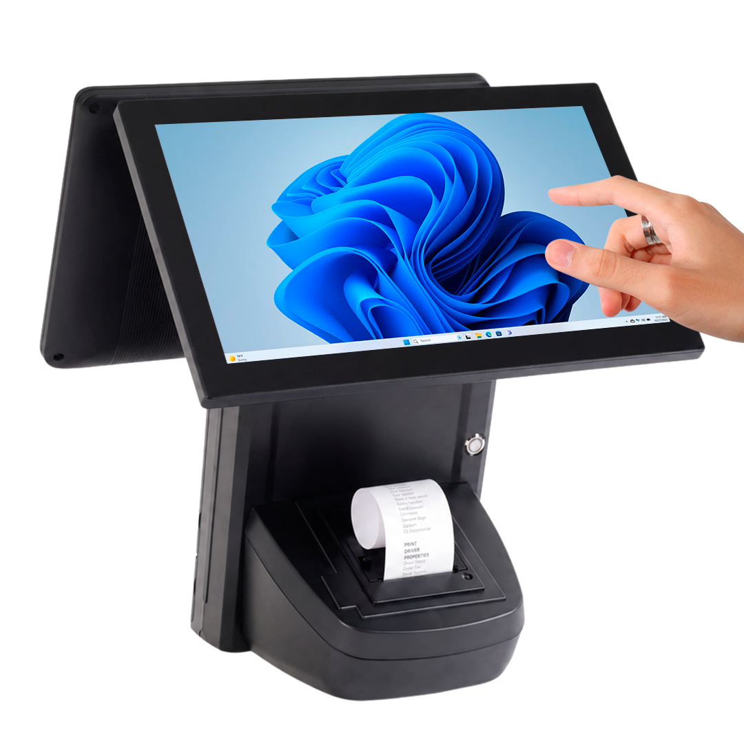M9W Dual 15.6” Windows Countertop POS System with Receipt Printer