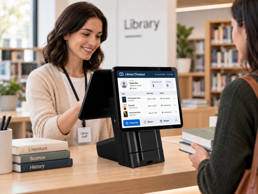Person completing a transaction with a POS